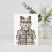 Hipster Cat Briefkaart (Staand voorkant)