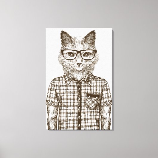 Hipster Cat Canvas Afdruk (Voorkant)