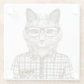 Hipster Cat Glazen Onderzetter (Achterkant)