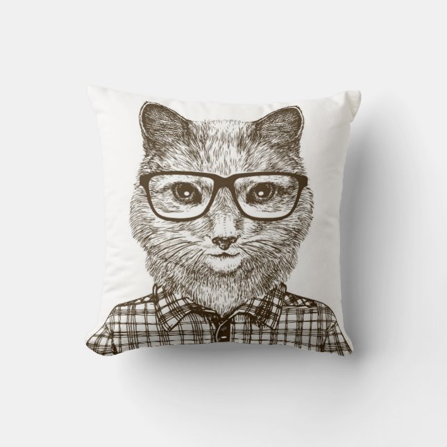 Hipster Cat Kussen (Voorkant)