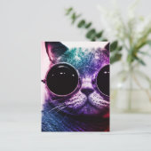 Hipster Cat Pop Art Briefkaart (Staand voorkant)