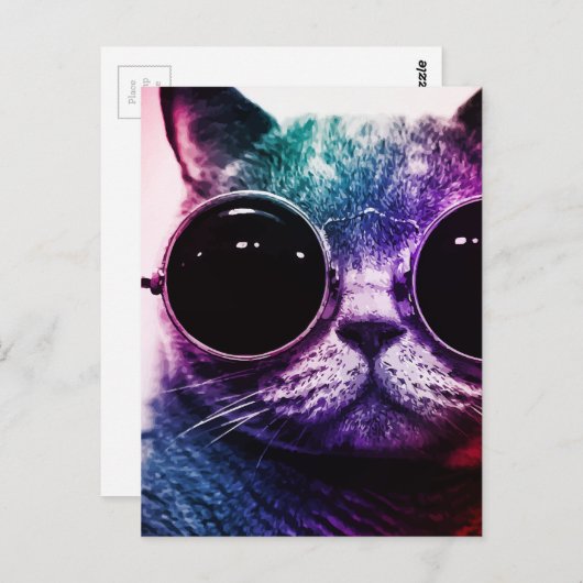 Hipster Cat Pop Art Briefkaart (Voorkant / Achterkant)