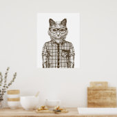 Hipster Cat Poster (Keuken)