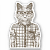 Hipster Cat Sticker (Voorkant)