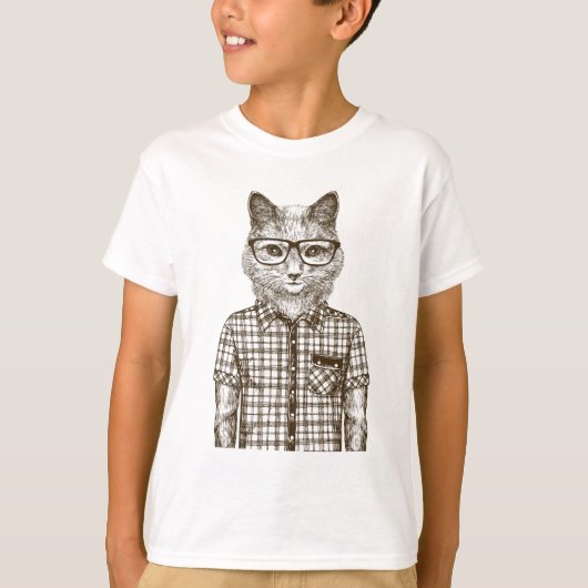 Hipster Cat T-shirt (Voorkant)