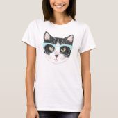 Hipster Cat (zwart en wit) T-shirt (Voorkant)