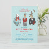 Hipster Characters Ugly Sweater Christmas Kaart (Staand voorkant)