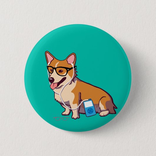 Hipster Corgi Button (Voorkant)