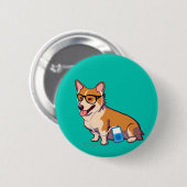 Hipster Corgi Button (Voorkant /achterkant)