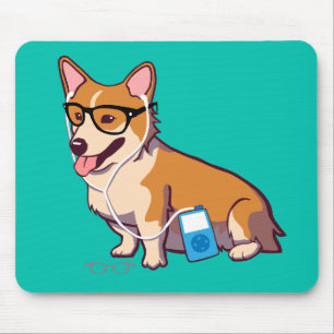 Hipster Corgi Mousepad (zonder tekst) Muismat