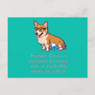 Hipster Corgi Post Card Briefkaart