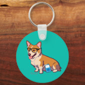 Hipster Corgi Sleutelhanger (Voorkant)