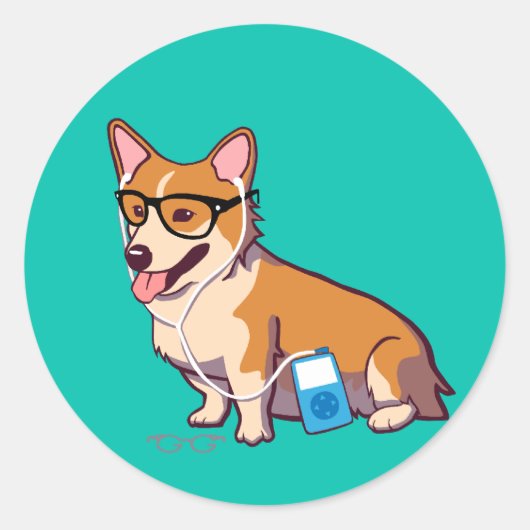 Hipster Corgi Stickers (Voorkant)