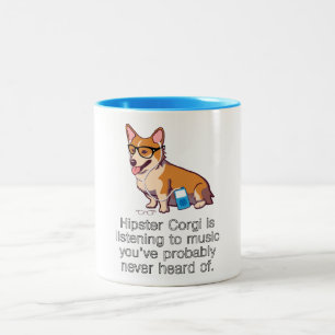 Hipster Corgi Tweekleurige Koffiemok