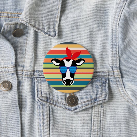 Hipster Cow Ronde Button 7,6 Cm (In situ)