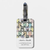 Hipster Cute Cats Pattern Bagagelabel (Achterkant verticaal)