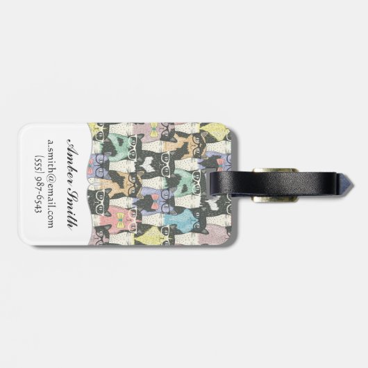 Hipster Cute Cats Pattern Bagagelabel (Achterkant horizontaal)