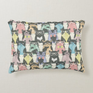 Hipster Cute Cats Pattern Decoratief Kussen
