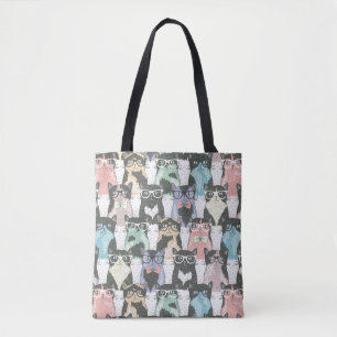 Hipster Cute Cats Pattern Draagtas