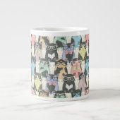 Hipster Cute Cats Pattern Extra Grote Mok (Voorkant)