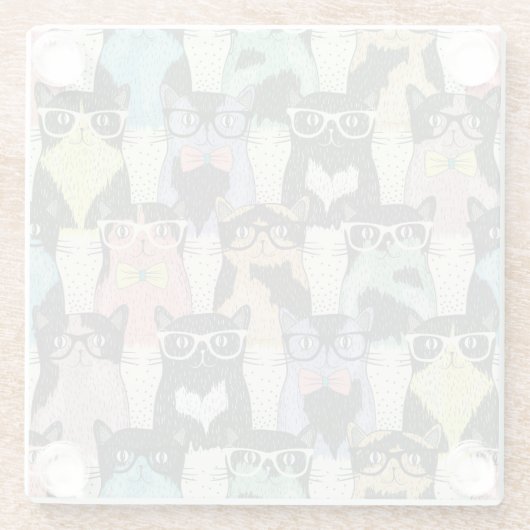 Hipster Cute Cats Pattern Glazen Onderzetter (Achterkant)