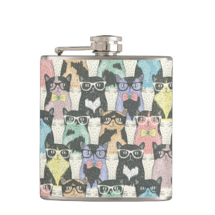 Hipster Cute Cats Pattern Heupfles