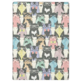 Hipster Cute Cats Pattern Klembord (Achterkant)