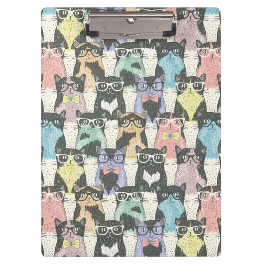 Hipster Cute Cats Pattern Klembord (Voorkant)