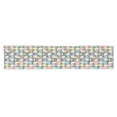 Hipster Cute Cats Pattern Korte Tafelloper (Horizontaal)