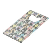 Hipster Cute Cats Pattern Kredietkaart Flessenopener (Achterkant Gekanteld)
