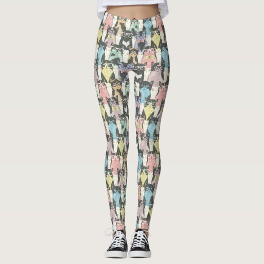 Hipster Cute Cats Pattern Leggings (Voorkant)