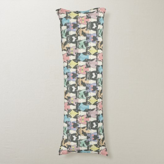 Hipster Cute Cats Pattern Lichaamskussen (Voorkant Verticaal)