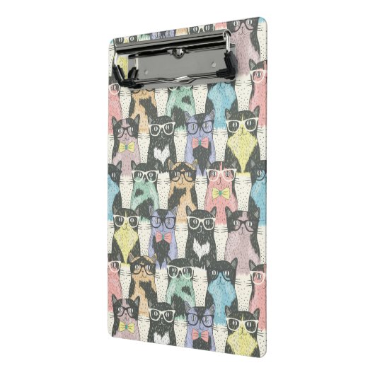 Hipster Cute Cats Pattern Mini Klembord (Angled2)