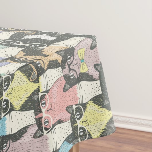 Hipster Cute Cats Pattern Tafelkleed (Voorbeeld)