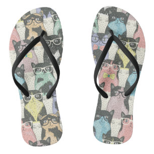 Hipster Cute Cats Pattern Teenslippers