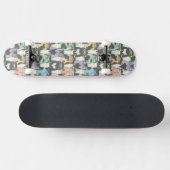 Hipster Cute Katten Patroon Skateboard (Horizontaal)