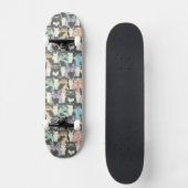 Hipster Cute Katten Patroon Skateboard (Voorkant)