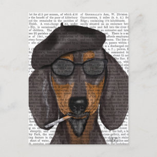 Hipster Dachshund Black en Tan Briefkaart