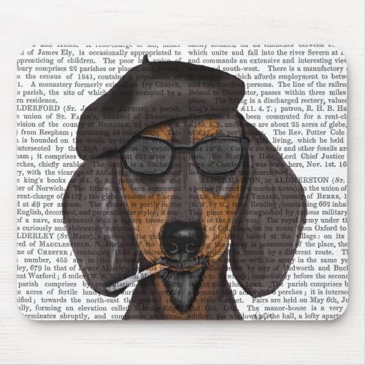 Hipster Dachshund Black en Tan Muismat (Voorkant)