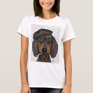 Hipster Dachshund Black en Tan T-shirt