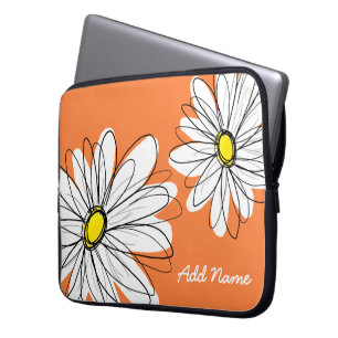 Hipster Daisy Tekening in trendy kleuren Laptop Sleeve