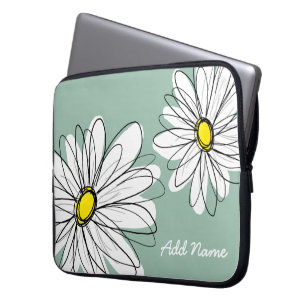 Hipster Daisy Tekening in trendy kleuren Laptop Sleeve