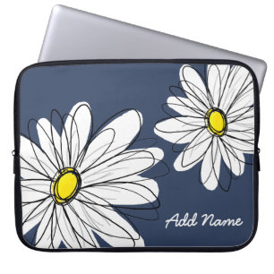 Hipster Daisy Tekening in trendy kleuren Laptop Sleeve