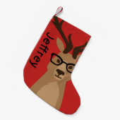 Hipster Deer - Gepersonaliseerd Kleine Kerstsok (Voorkant (Hangend))