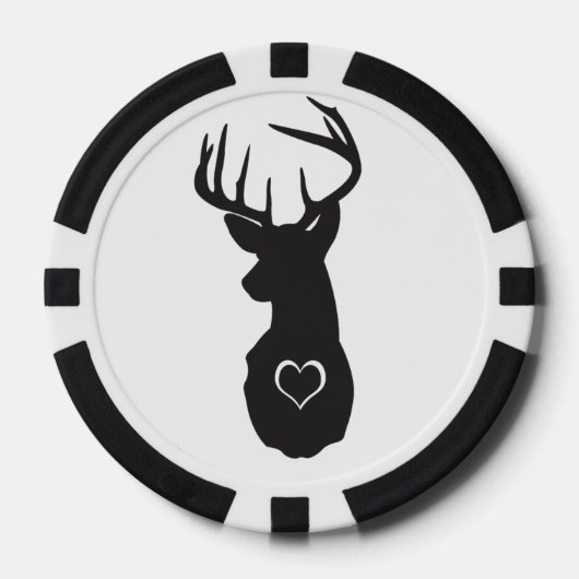 HIPSTER DEER MET HEARTS POKER CHIPS (Voorkant)