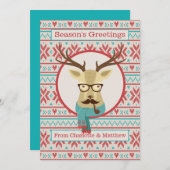 Hipster Deer Persoonlijke Kerstmis Feestdagenkaart (Voorkant / Achterkant)