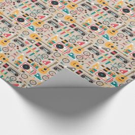 Hipster Dingen Patroon (Cinereous) Cadeaupapier