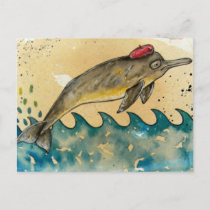 Hipster Dolphin Briefkaart