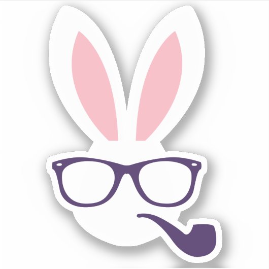 Hipster Easter Bunny Sticker (Voorkant)