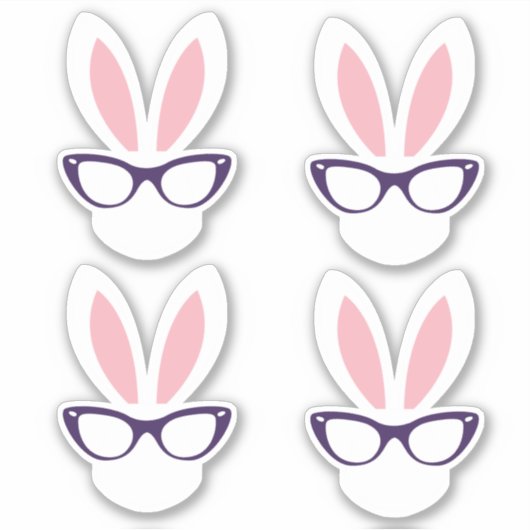 Hipster Easter Bunny Sticker (Voorkant)
